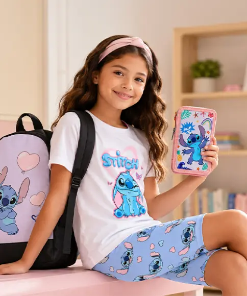 Školní outfit Stitch s batohem a penálem